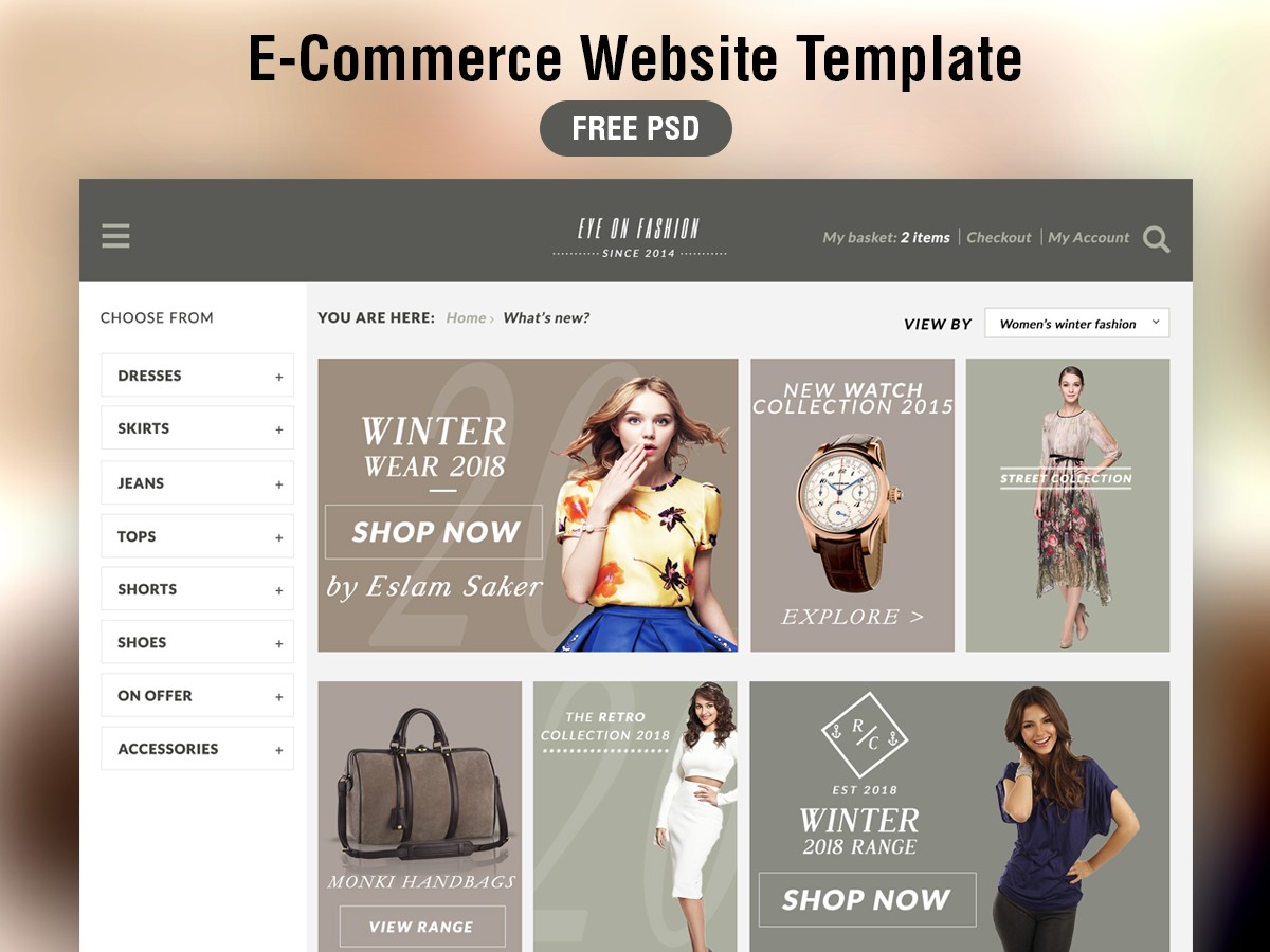 Single Page Ecommerce Website Template Free