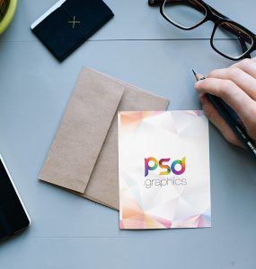 Postcard with Envelope Mockup Template