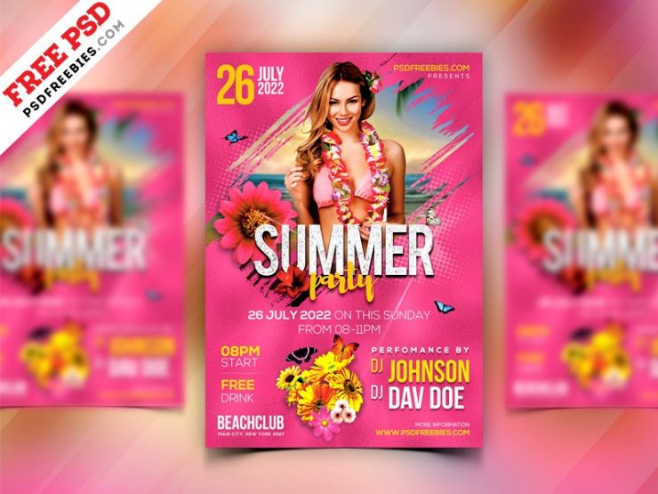 Summer Party Flyer Template PSD