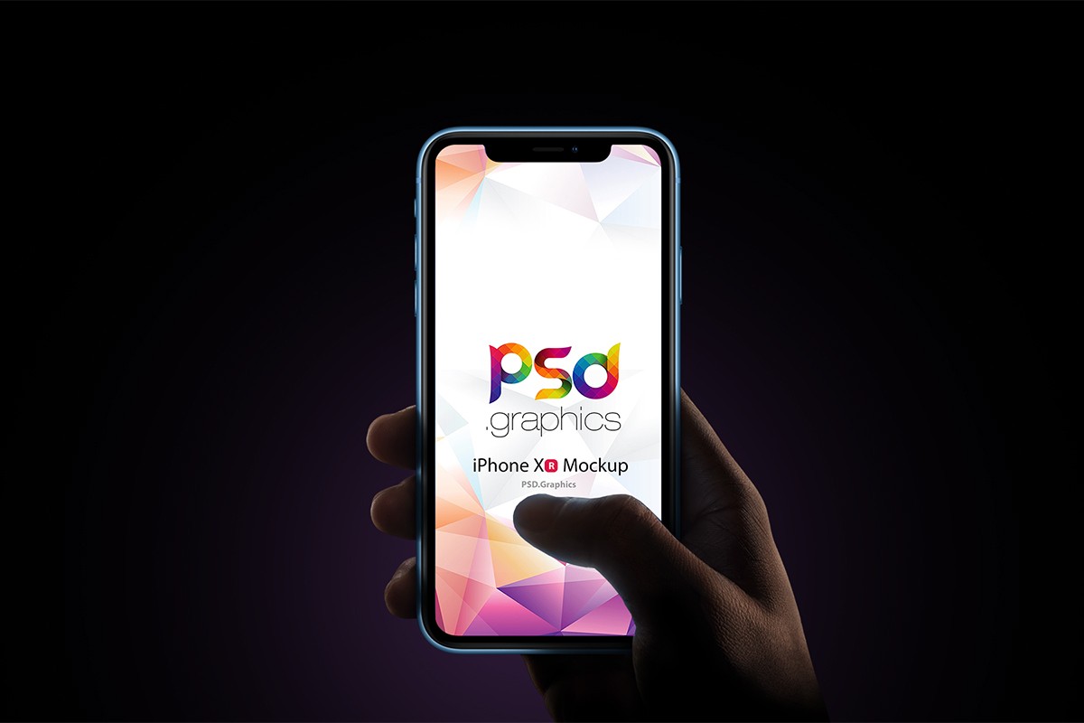 Download iPhone Xr in Hand Mockup - Download PSD