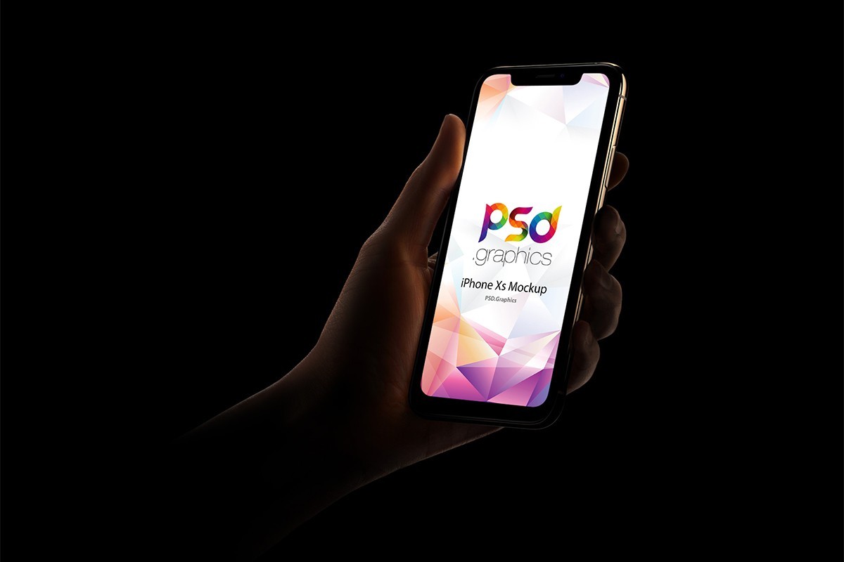 Download iPhone Xs in Hand Mockup - Download PSD