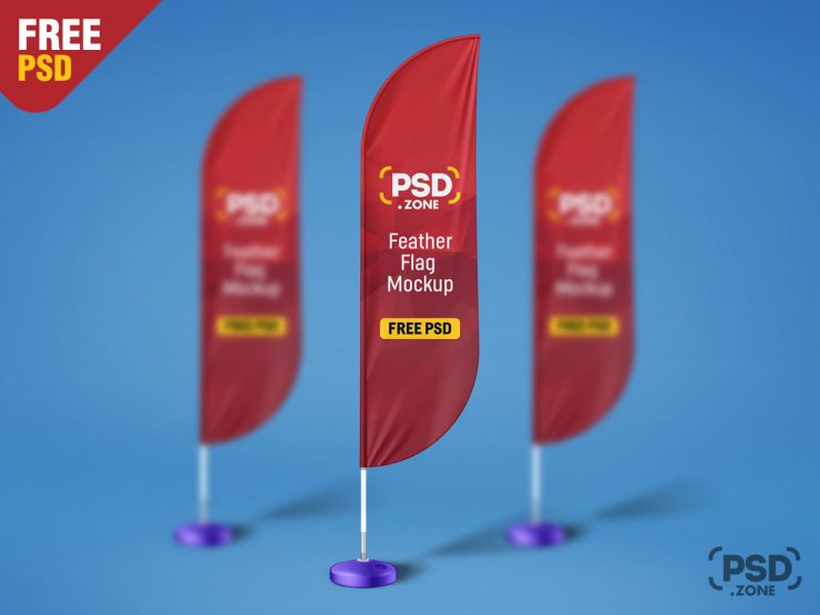 Free Feather Flag Mockup PSD Template