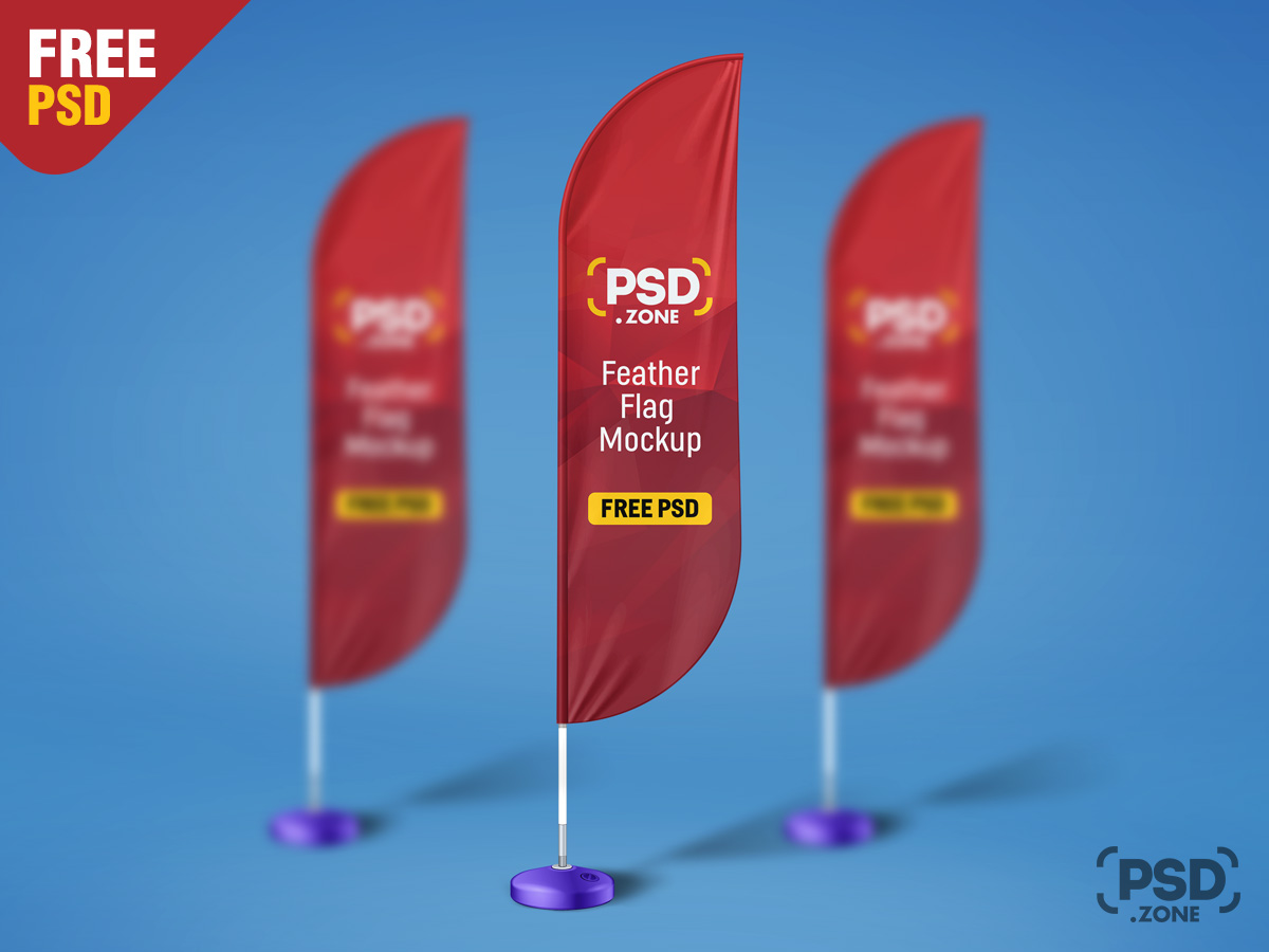 Free Feather Flag Mockup PSD Template - Download PSD