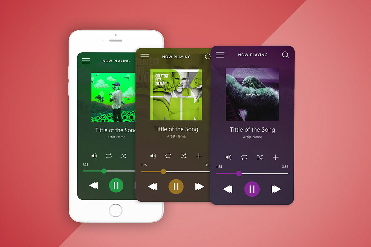 Free Music Player UI Template PSD Download PSD