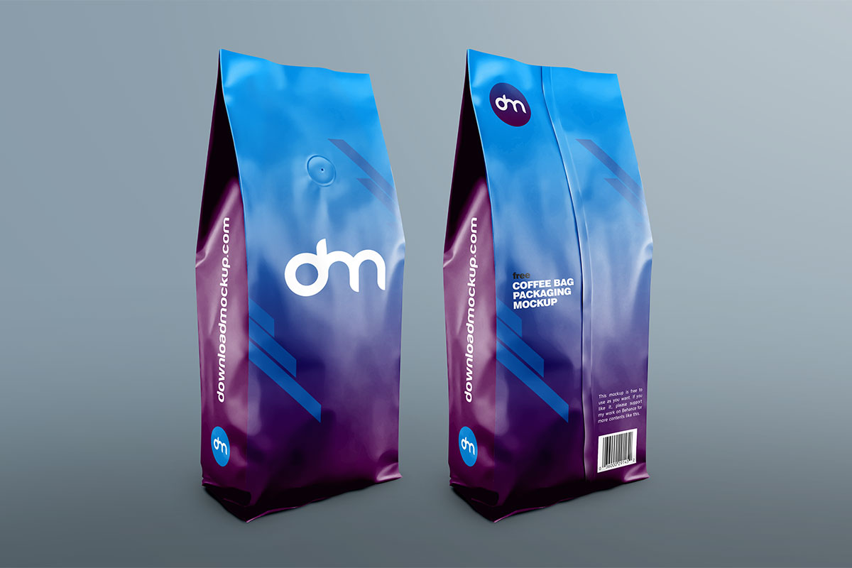 Coffee Bag Packaging Mockup – Download PSD