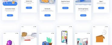 Mobile App Error Screen UI Set PSD