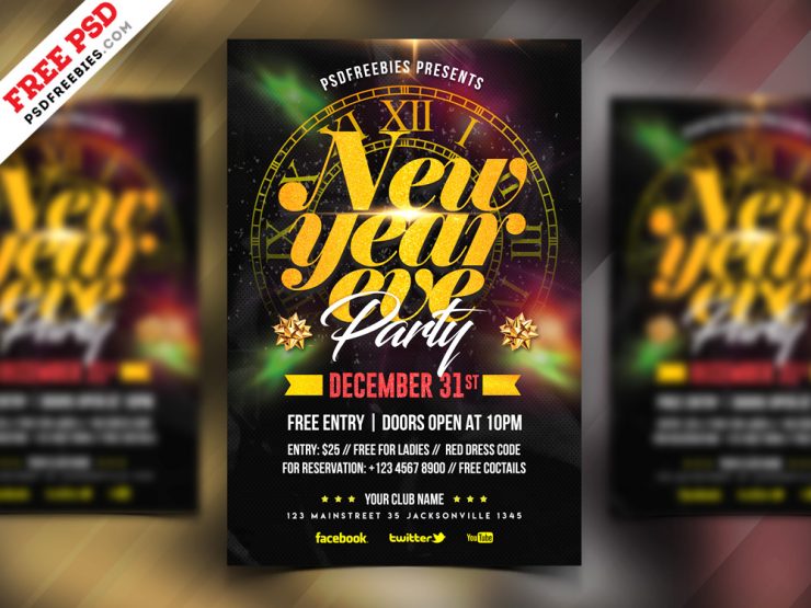New Year 2019 Party Flyer PSD