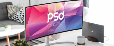 Ultrawide Curved Monitor Mockup PSD