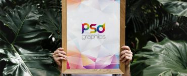 Woman Holding Poster Frame Mockup PSD