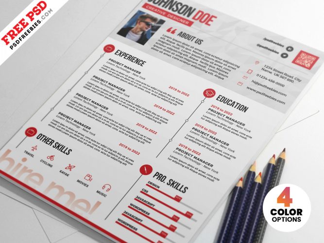 creative resume cv psd template free download