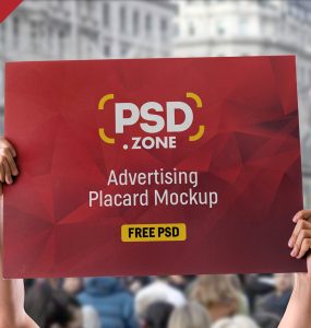 Holding Placard Mockup Free PSD