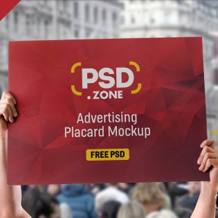 Holding Placard Mockup Free PSD