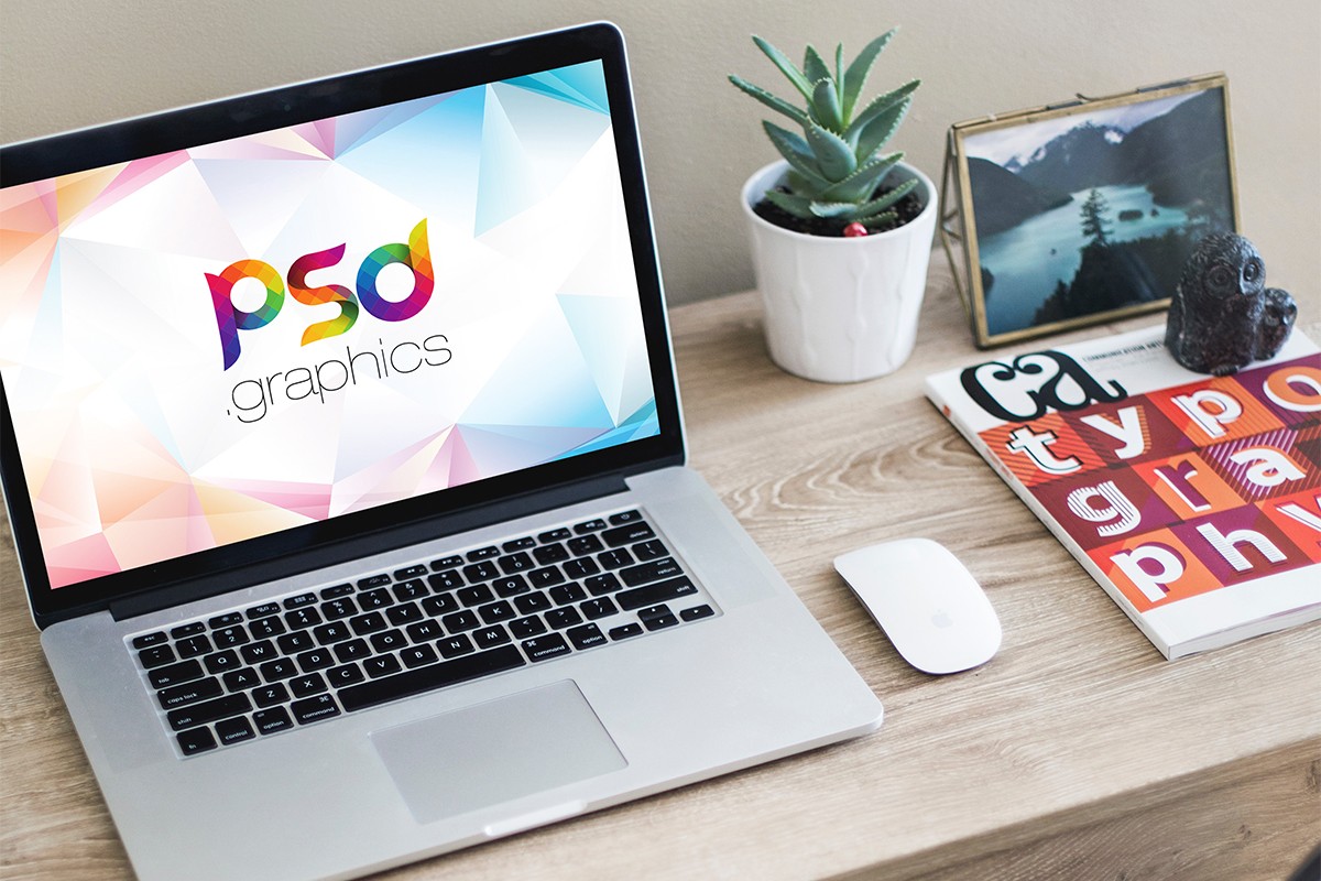 Download Free Macbook Pro on Table Mockup PSD - Download PSD