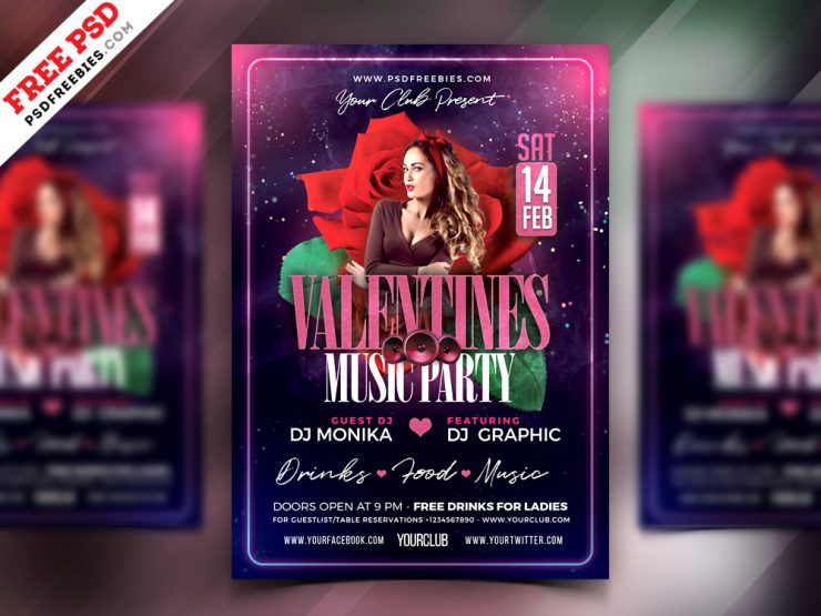 Valentine's Day Party Flyer Template