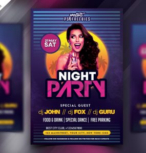 Retro Night Party Flyer Template