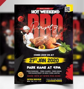 BBQ Party Invitation Flyer Template