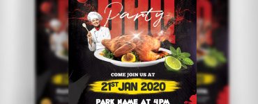 BBQ Party Invitation Flyer Template