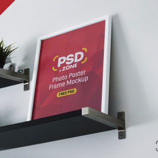 Photo Frame on Shelf Mockup