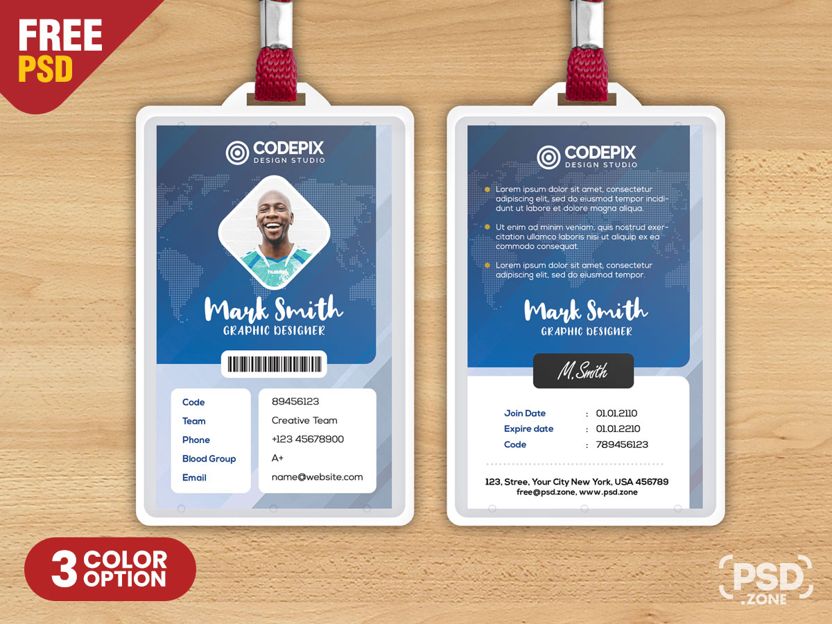 Free Corporate ID Card PSD Template – Download PSD With Id Card Design Template Psd Free Download