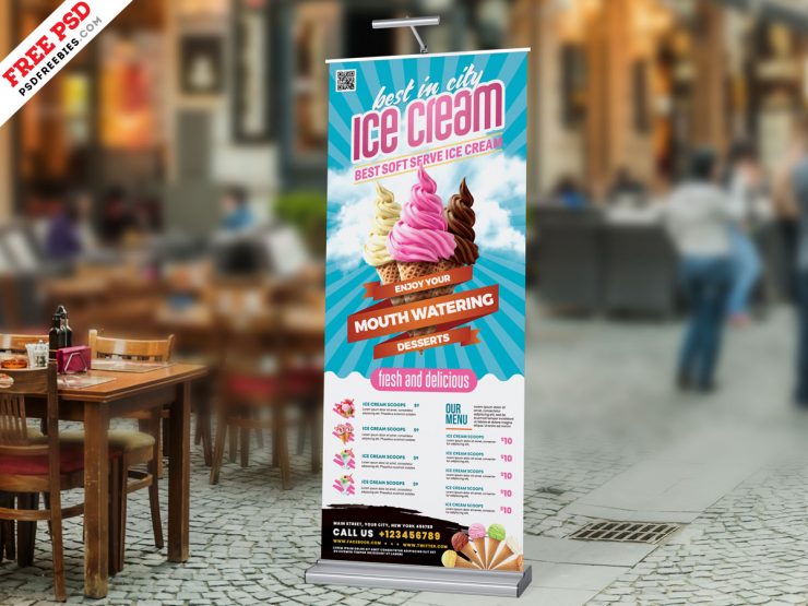 Ice Cream Parlour Roll-up Banner Design