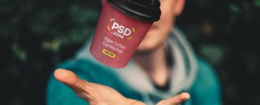 Floating Paper Coffee Cup Mockup PSD