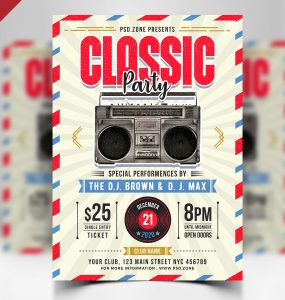 Retro Style Flyer PSD Template