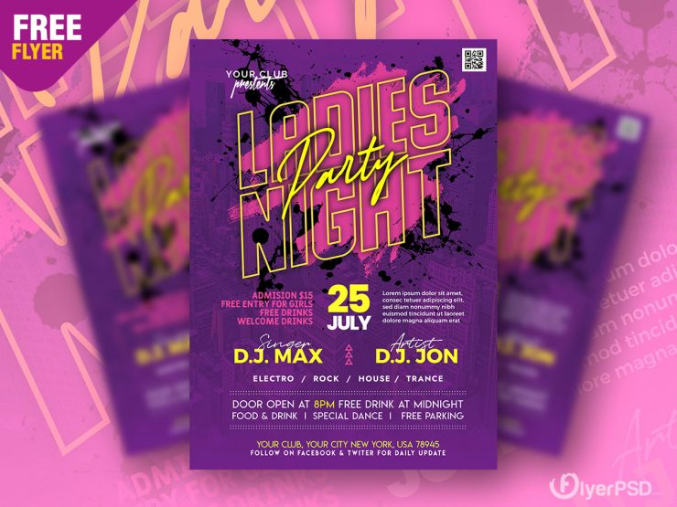 Ladies Night Music Party Flyer Design Template