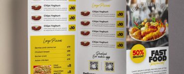 Tri-Fold Restaurant Food Menu Template Design