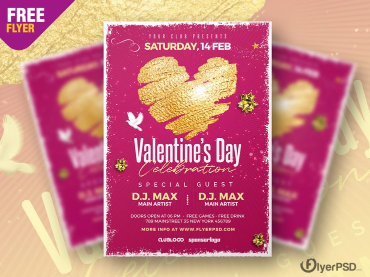 Valentine’s Day Party Flyer Template Design
