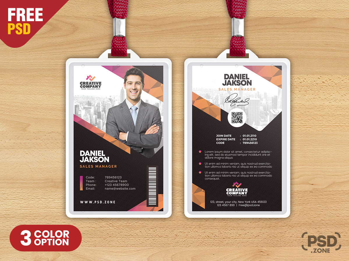 Office Employee Photo ID Card Design Template - Download PSD