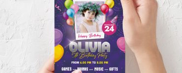 5×7 Birthday Party Invitation Card Design Template