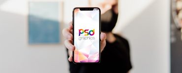 Man with Mask Holding iPhone Mockup