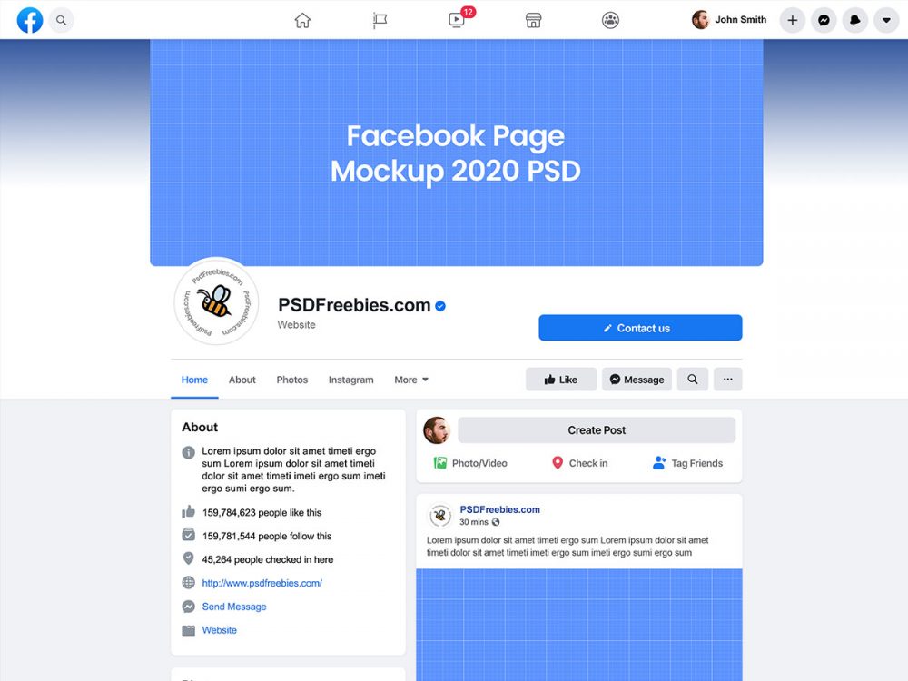 Download New Facebook 2020 Page Mockup Template - Download PSD