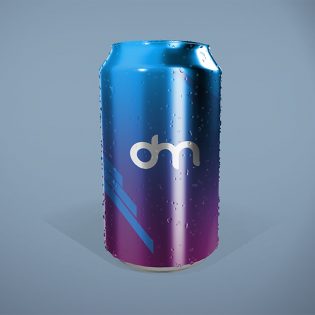 Soda Can with Water Droplets Mockup
