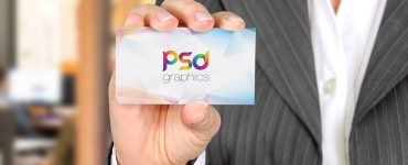 Holding Business Card in Hand Mockup Template