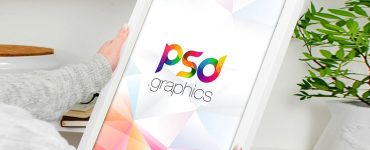 Female Holding Poster Frame Mockup