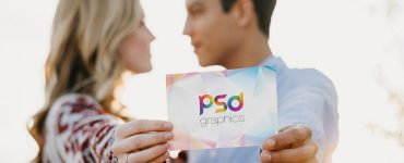 Holding Invitation Card Mockup Template