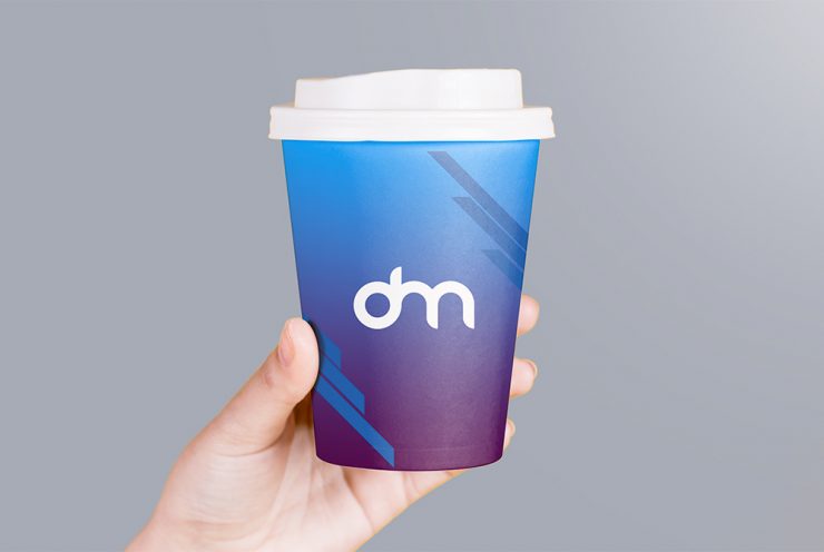 Holding Paper Coffee Cup Packaging Mockup