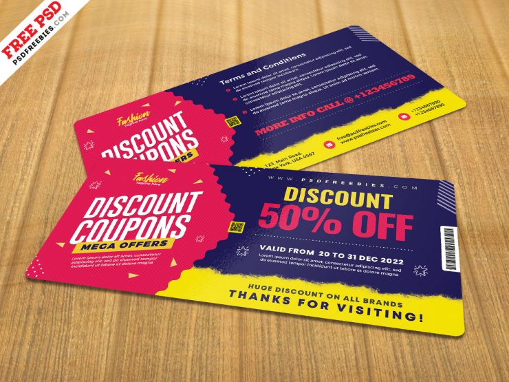 Free Discount Coupons Template PSD