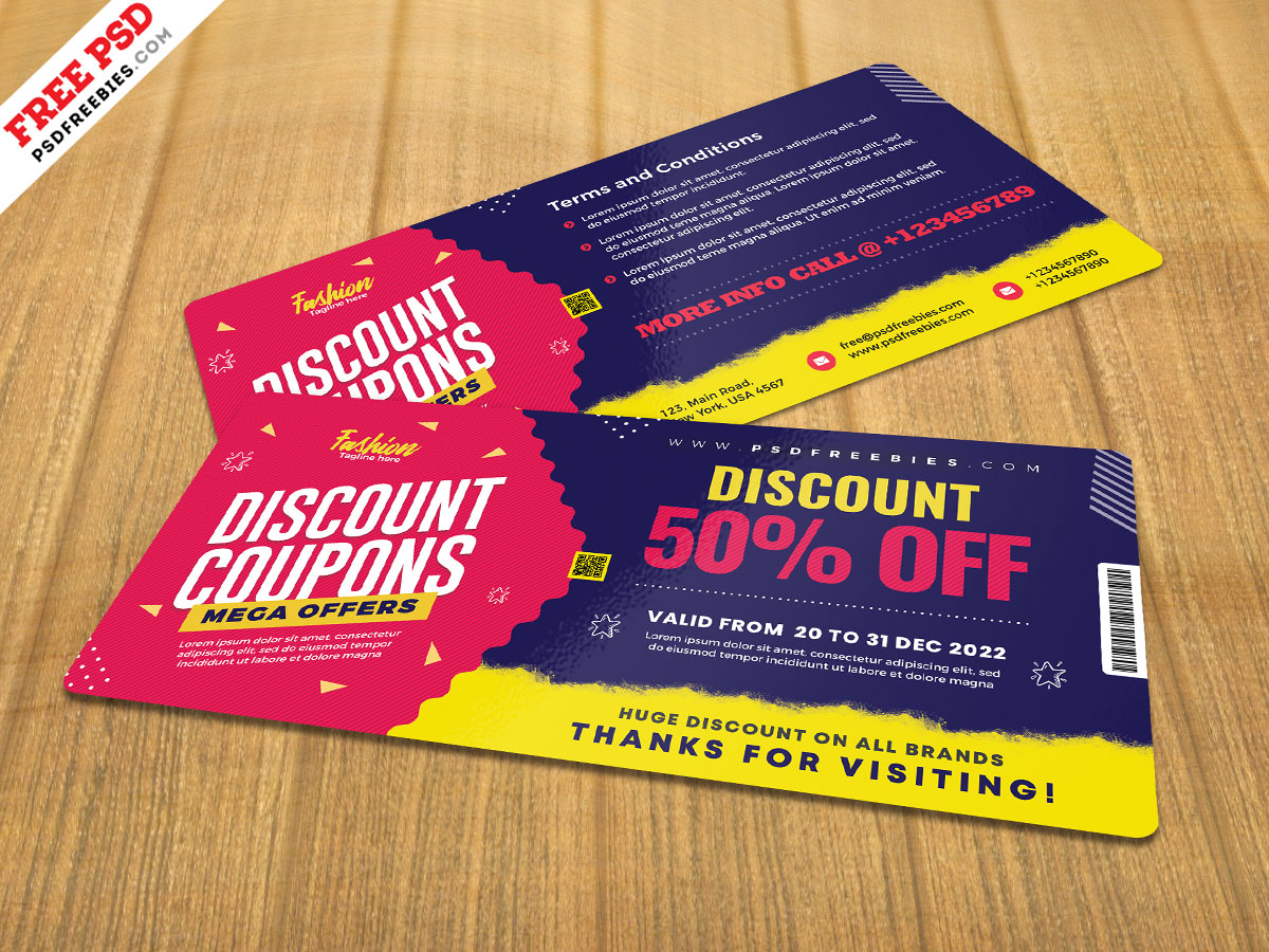 Free Discount Coupon Template PSD Download PSD