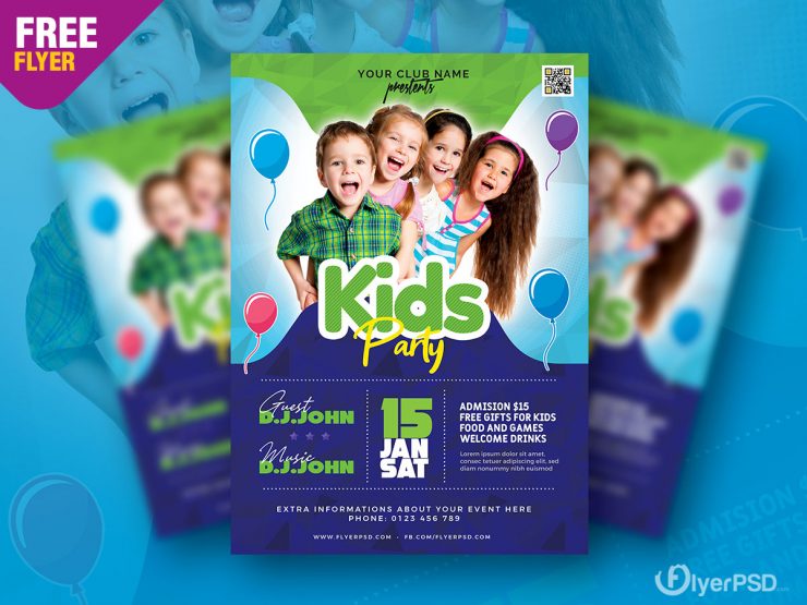 Free Kids Party Flyer PSD Template