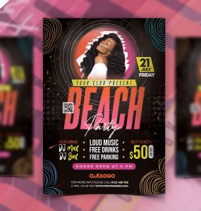 Colorful Beach Party Flyer Template