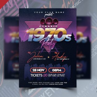 Retro Party PSD Flyer Template #7509 - Styleflyers