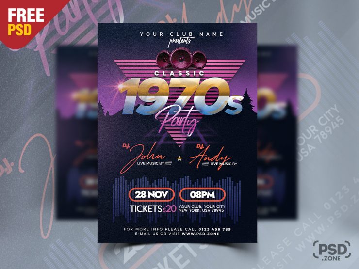 Retro Style Party Flyer Design Template