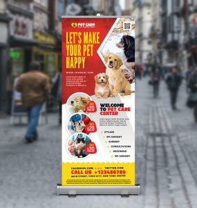 Veterinarian Clinic Signage Roll Up Banner Template
