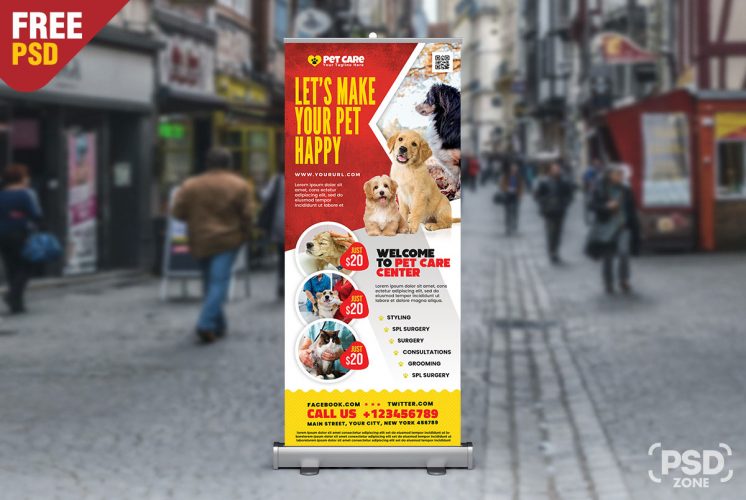 Veterinarian Clinic Signage Roll Up Banner Template