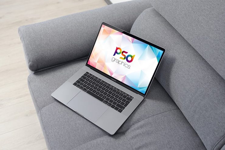 Macbook Pro on Sofa Mockup