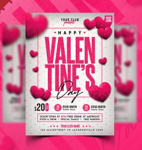 Valentines Day Party Flyer Design Template