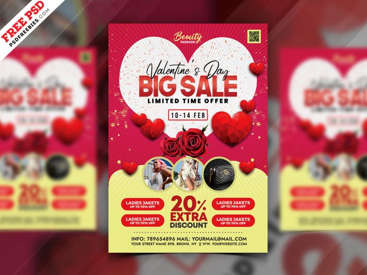 Valentine’s Day Sale Flyer Template PSD