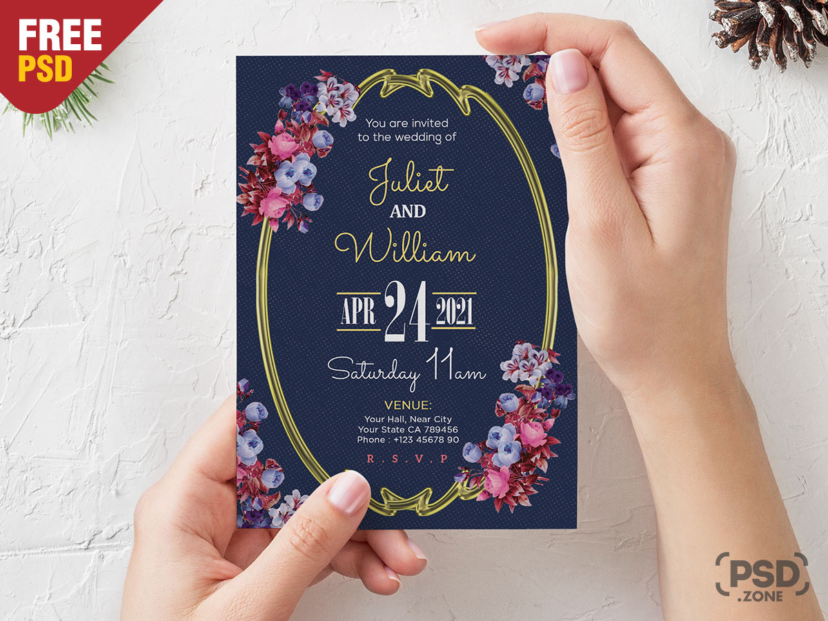 Free Wedding Invitation Card Template – Download PSD